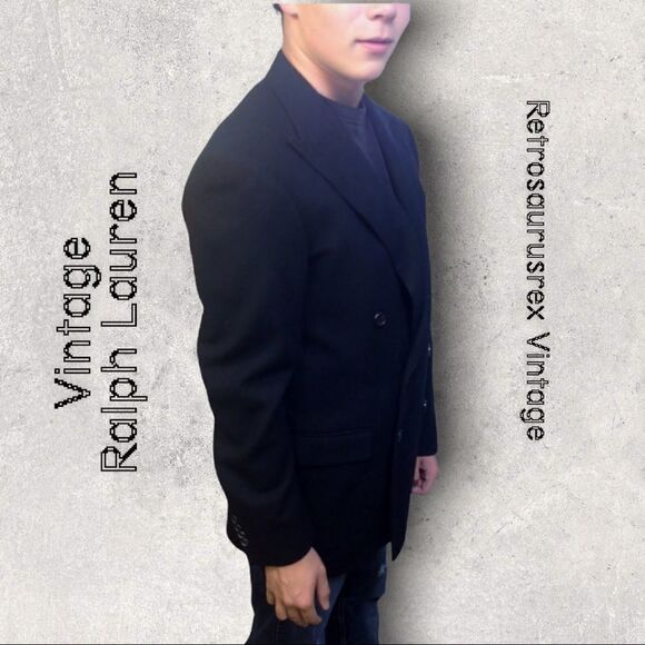 VTG Ralph Lauren Blk Fine Wool Sports Coat Blazer Sz 40 - Picture 4 of 5